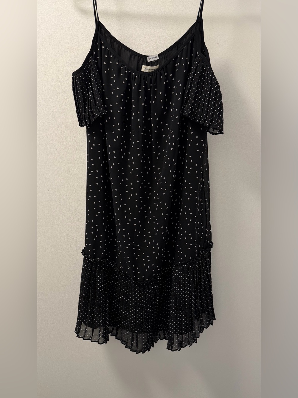 NWT Max Studio Black & White Polka Dot Cold-Shoulder Dress XS